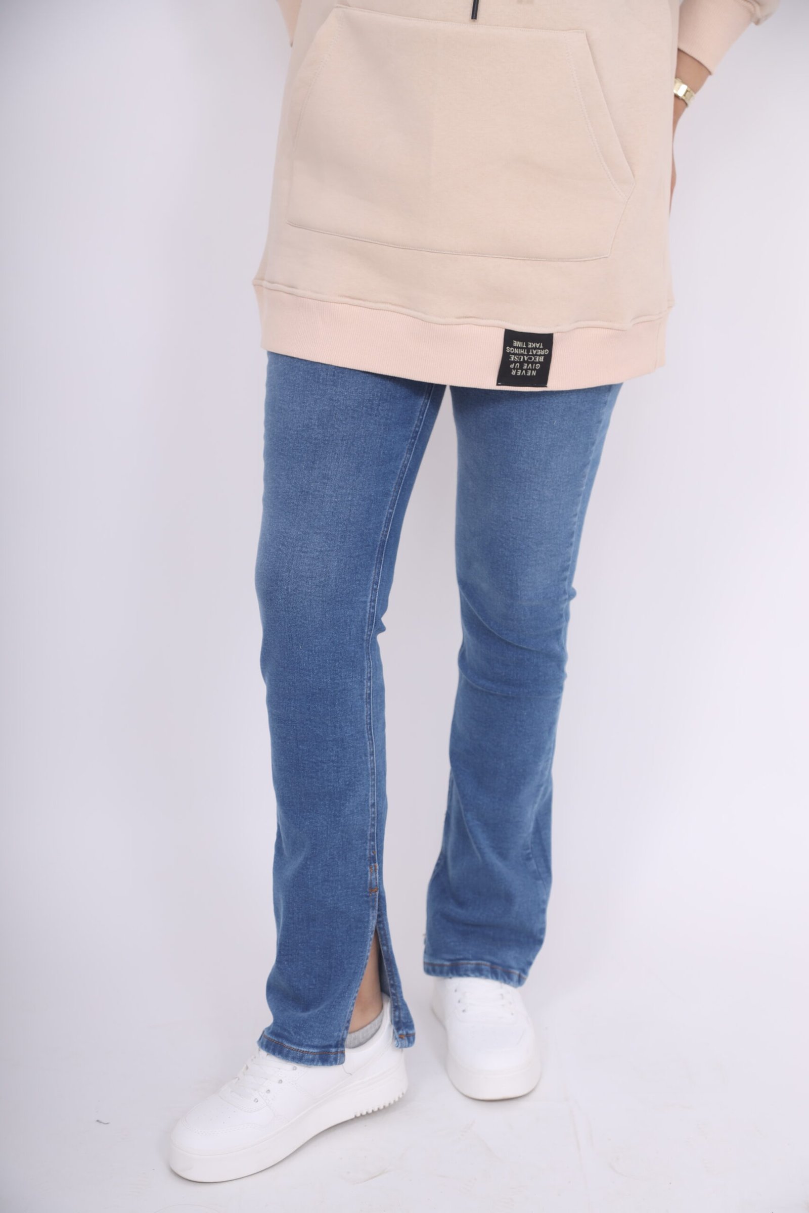 Sweat à capuche beige