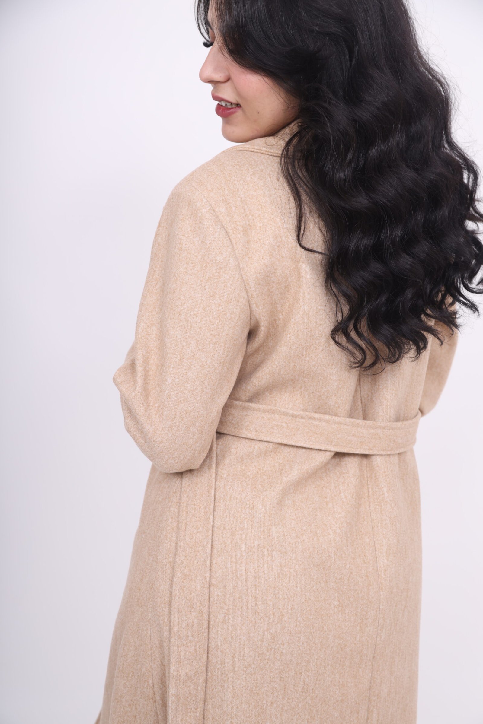 Manteau Long avec Ceinture Camel