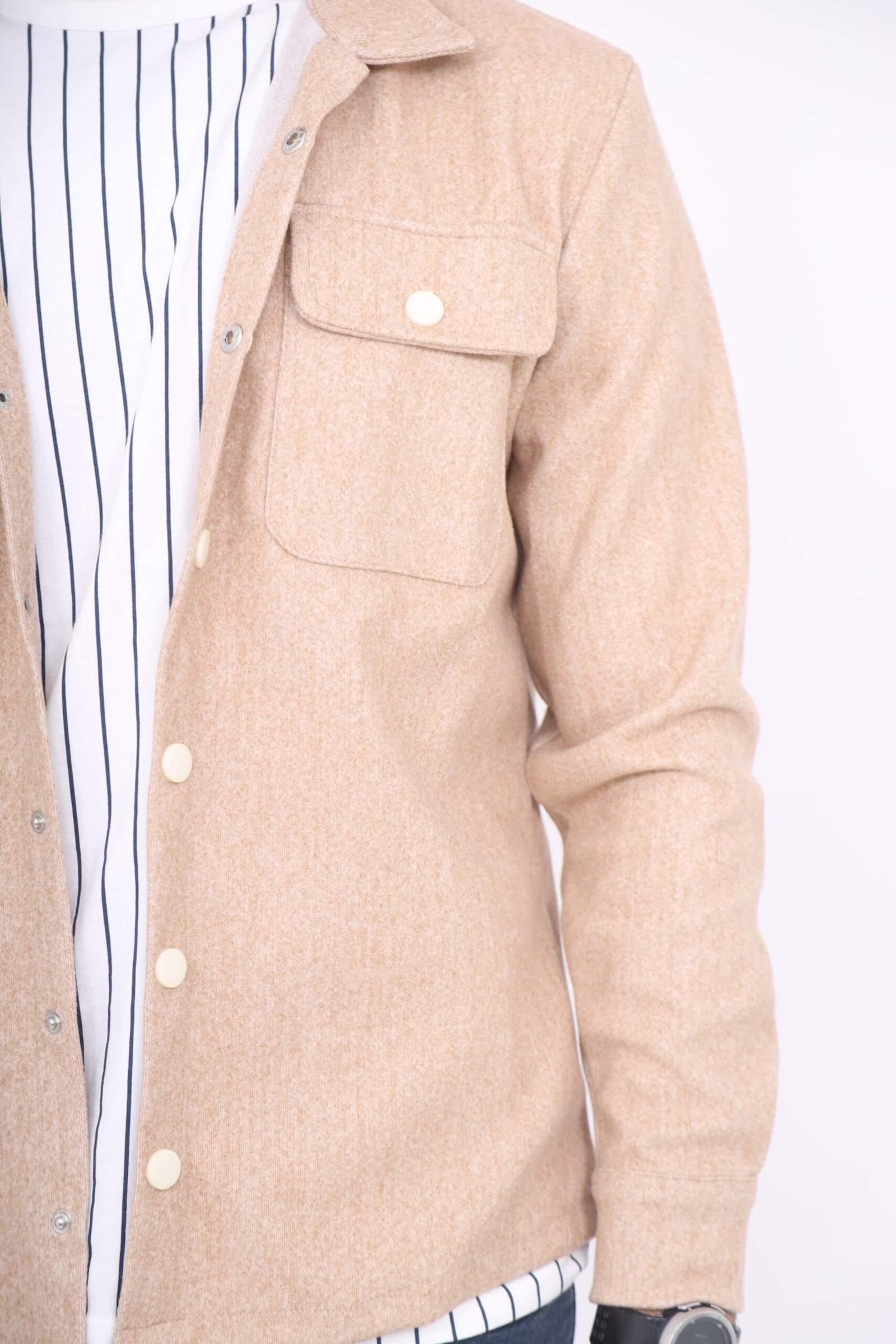 Surchemise en coton col chemise beige