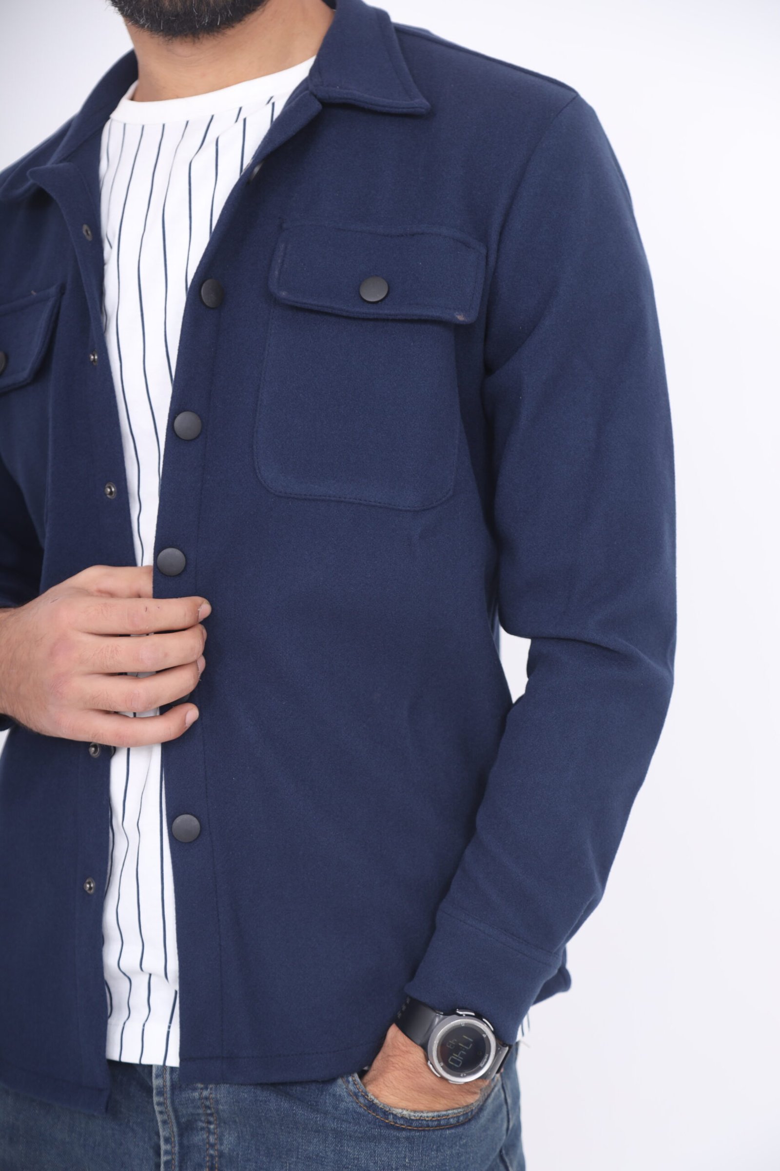 Surchemise en coton col chemise bleu