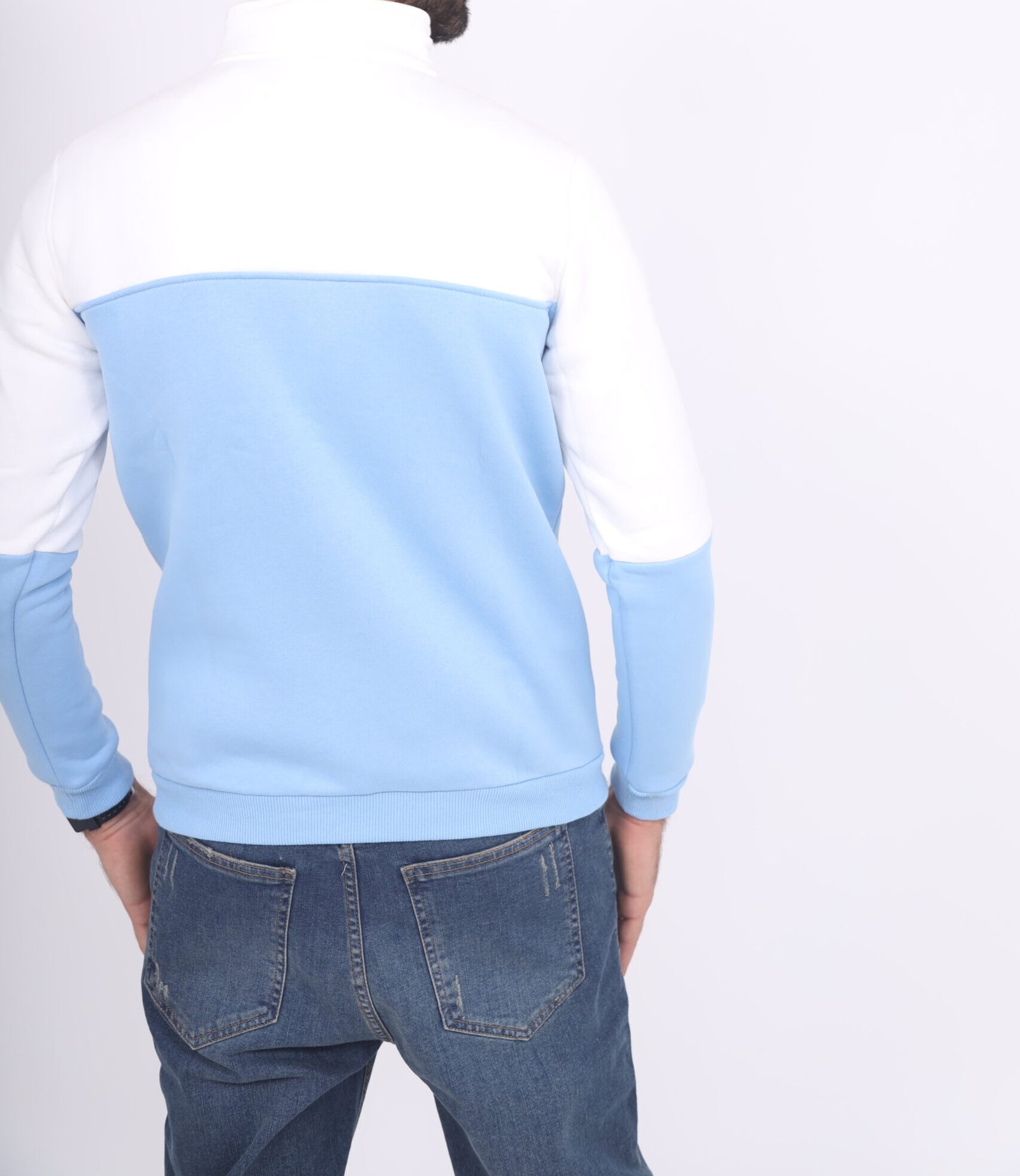 Sweat à col montant zippé bleu