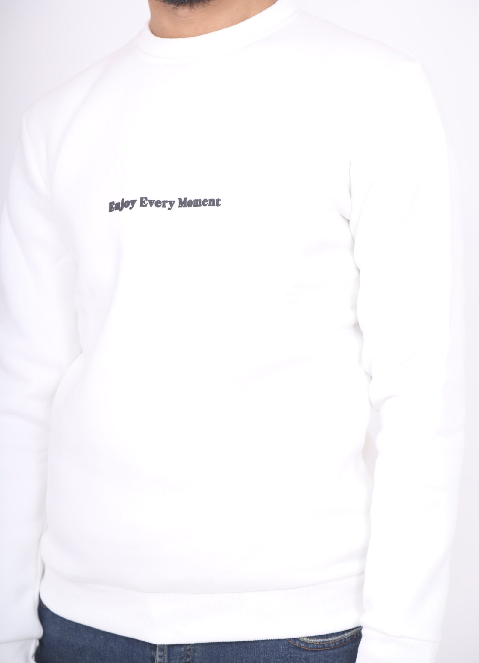 sweat col rond blanc